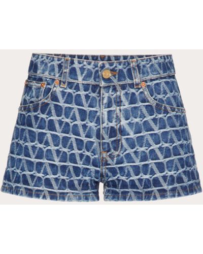 Valentino Toile Iconographe Denim Shorts - Blue