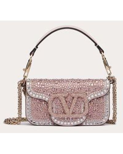 Valentino Garavani Small Locò Shoulder Bag With Rhinestones - Pink