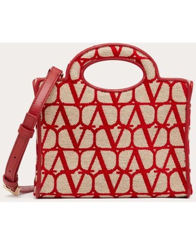 Valentino Garavani Le Troisième Mini Shopping Bag In Toile Iconographe - Red