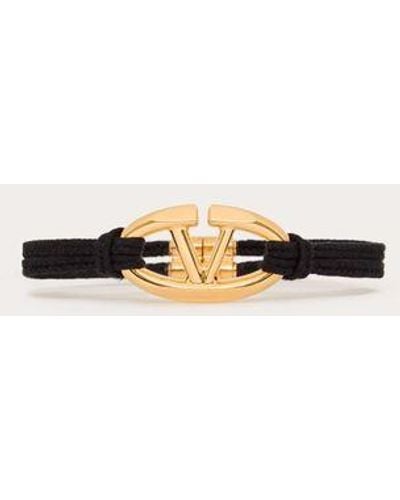 Valentino Garavani The Bold Edition Vlogo Rope And Metal Bracelet - Natural