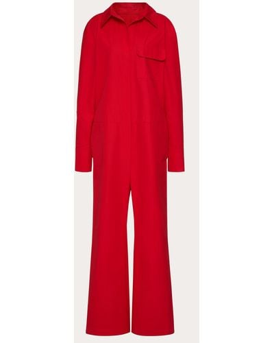 Valentino Compact Popeline Jumpsuit - Red