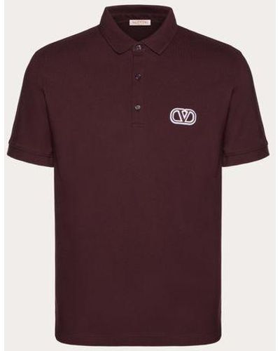 Valentino Cotton Piqué Polo Shirt With Vlogo Signature Patch - Red
