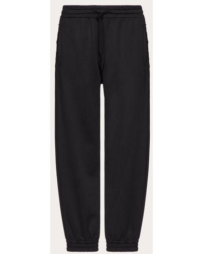 Valentino Jersey JOGGERS With Black Untitled Studs - Blue