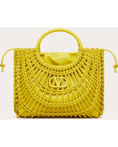 Valentino Garavani Allknots Woven Leather Shopper - Yellow
