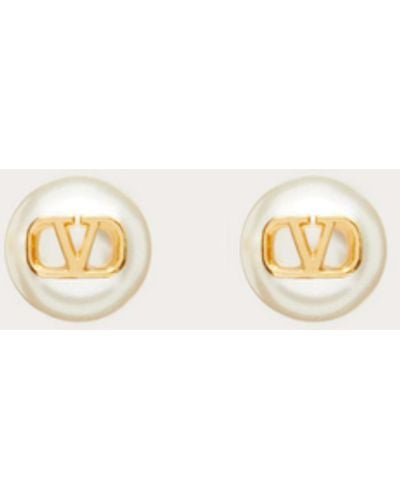 Valentino Garavani Vlogo Signature Earrings With Pearls - Natural