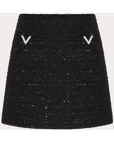 Valentino Glaze Tweed Skirt - Black