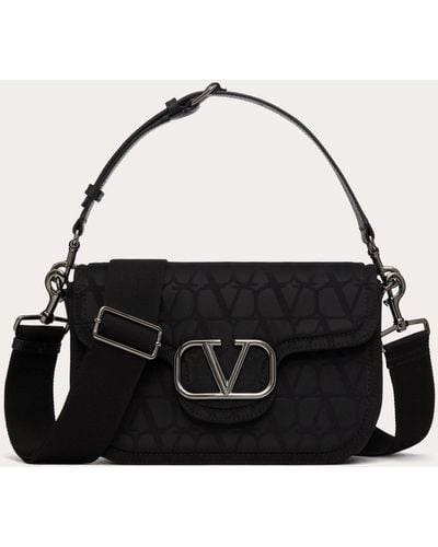 Valentino Garavani Toile Iconographe Shoulder Bag In Technical Fabric - Black
