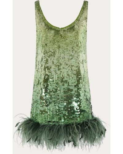 Valentino Tulle Illusione Embroidered Dress - Green