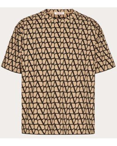 Valentino Cotton T-shirt With Toile Iconographe Print - Natural
