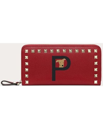 Valentino Garavani Rockstud Pet Customizable Zip Wallet - Red