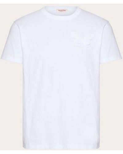 Valentino Cotton T-shirt With Embroidered Butterfly - White
