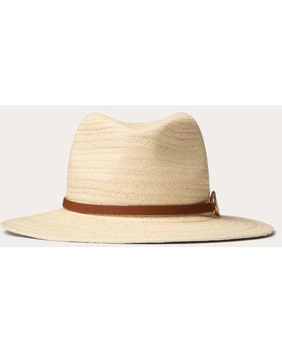 Valentino Garavani CHAPEAU TISSÉ FEDORA DE STYLE PANAMA VLOGO THE BOLD EDITION AVEC ORNEMENT EN MÉTAL - Neutre