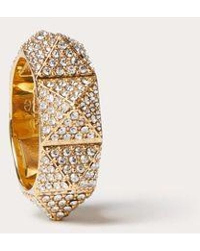 Valentino Garavani Rockstud Metal Ring With Swarovski ® Crystals - Natural
