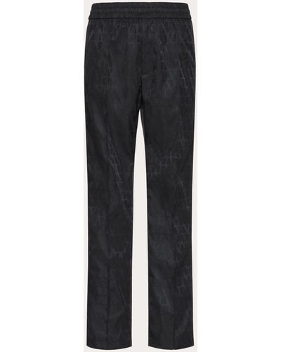 Valentino Nylon Trousers With Toile Iconographe Pattern - Blue