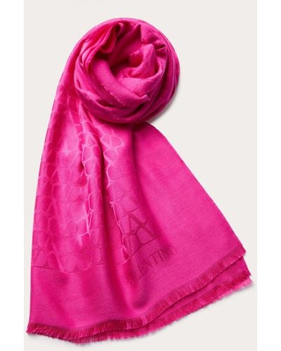 Valentino Garavani Toile Iconographe Stole In Silk And Wool - Pink
