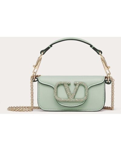 Valentino Garavani Locò Micro Bag With Chain And Jewel Logo - Natural