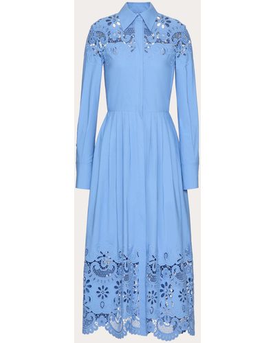 Valentino Popeline Broderie Dress - Blue