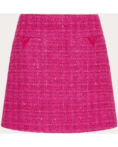 Valentino Glaze Tweed Light Miniskirt - Pink