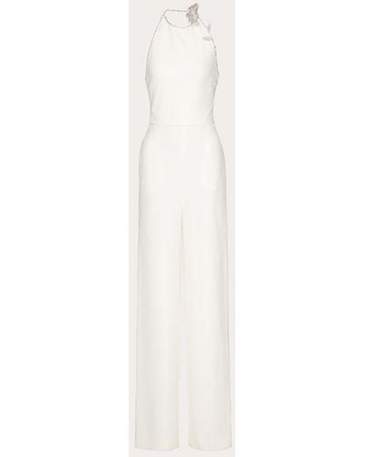 Valentino Embroidered Cady Couture Jumpsuit - Natural