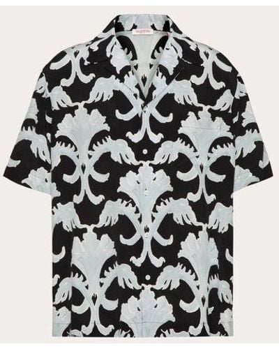 Valentino Silk Bowling Shirt With Metamorphos Wall Print - White