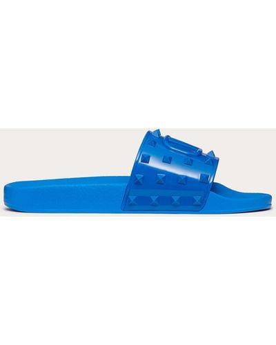 Valentino Garavani Rubber Summer Vlogo Signature Slide Sandal - Blue