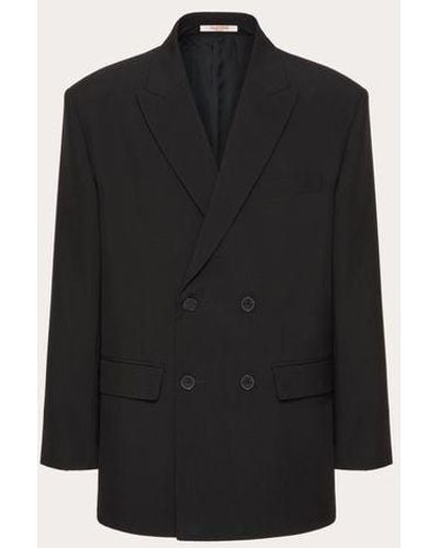 Valentino Double-breasted Wool Jacket With Maison Tailoring Label - Black