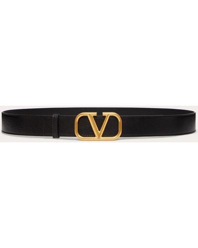 Valentino Garavani Vlogo Signature Belt In Ombré Cowhide - Black