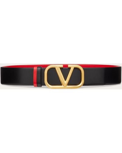 Valentino Garavani Reversible Vlogo Signature Belt In Glossy Calfskin 40 Mm - Multicolor