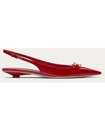 Valentino Garavani The Bold Edition Vlogo Slingback Ballerina In Patent Leather 20mm - Red