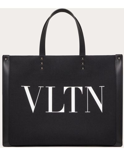 Valentino Garavani Vltn Ecolab Medium Canvas Shopper - Black