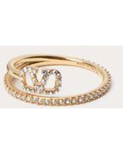 Valentino Garavani Vlogo Signature And Swarovski® Crystal Ring - Natural
