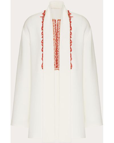 Valentino Embroidered Cady Couture Top - Natural