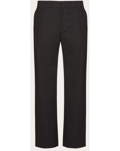 Valentino Stretch Cotton Trousers With R.u. Details - Black