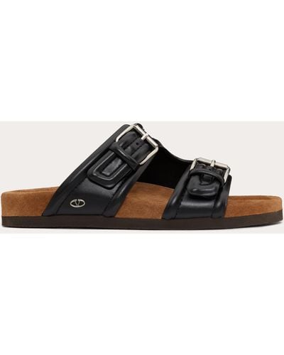 Valentino Garavani Fussfriend Calfskin Leather Slide Sandal - Black