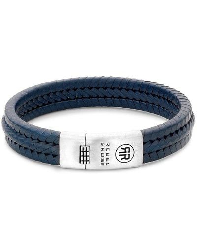 REBEL & ROSE Bracelet rr-l0155-s-l+ cuir - Bleu