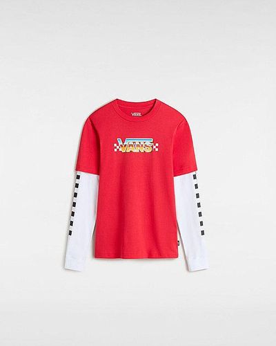 Vans Camiseta De Niños De Manga Larga Bosco - Rojo
