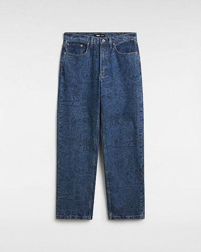 Vans Pantalon Ample En Denim Imprimé Check-5 - Bleu