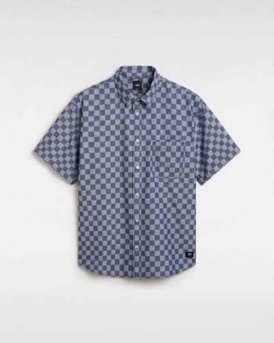 Vans Wade Checkerboard Woven Shirt (Dress Blues/Whi) Herren, Größe - Blau