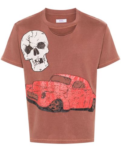 ERL Ripped Collar Skull Car Tshirt Knit 08T005 - Rose