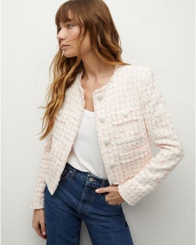 Veronica Beard Olbia Tweed Jacket Off-white Coral