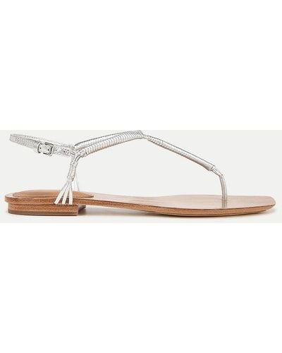 Veronica Beard Amelia T-strap Metallic Sandal - Natural