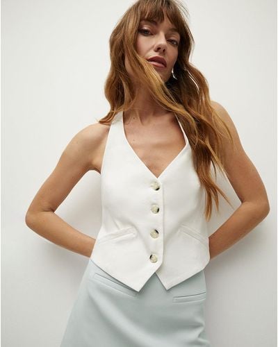 Veronica Beard Arabella Stretch-linen Vest - White