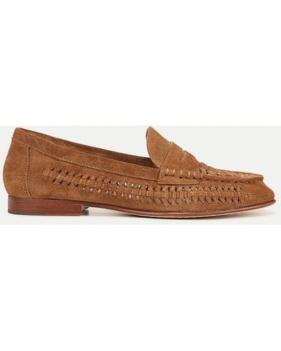 Veronica Beard Penny Woven Suede Loafer - White