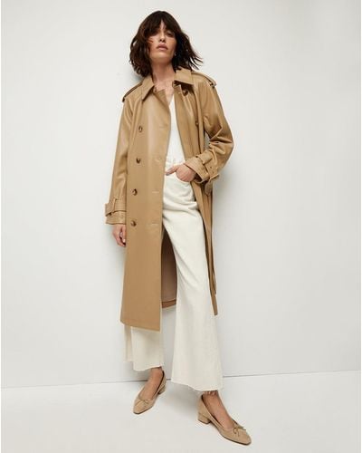 Veronica Beard Conneley Vegan Leather Dickey Trench Coat - Natural