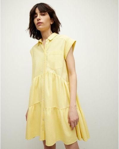 Veronica Beard Harrow Tiered Dress - Yellow