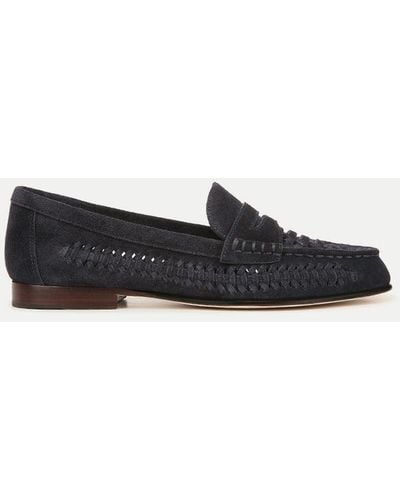 Veronica Beard Penny Woven Suede Loafer - White