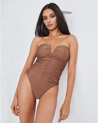 Veronica Beard Arpel Strapless One-piece Swimsuit - Brown