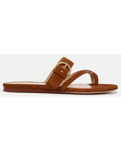 Veronica Beard Salva Suede Crisscross Sandal - Brown