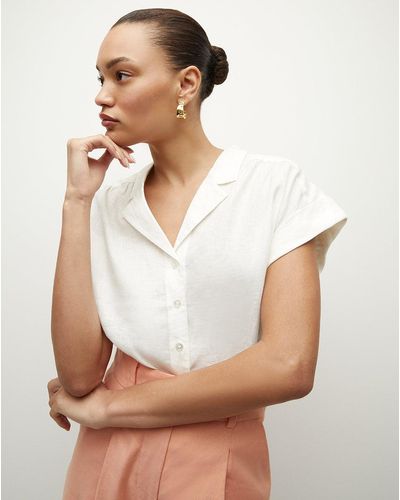 Veronica Beard Kasa Linen Button-down Top - White