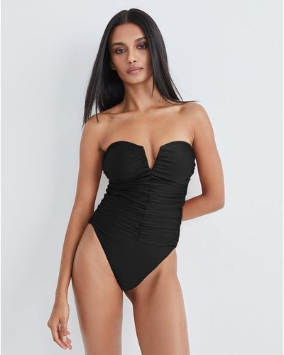 Veronica Beard Arpel Strapless One-piece Swimsuit - Black